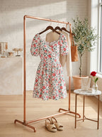 Red Rose Blossom Watercolor Tie Back Dress