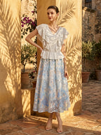 Fluttering Ruffle Ladder-Lace Sleeveless Top | White
