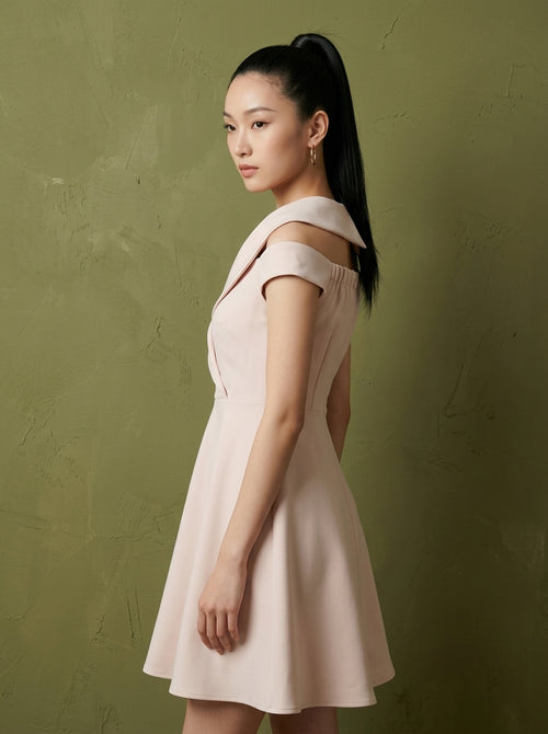 Charming in Asymmetry Off-Shoulder Dress | Pink