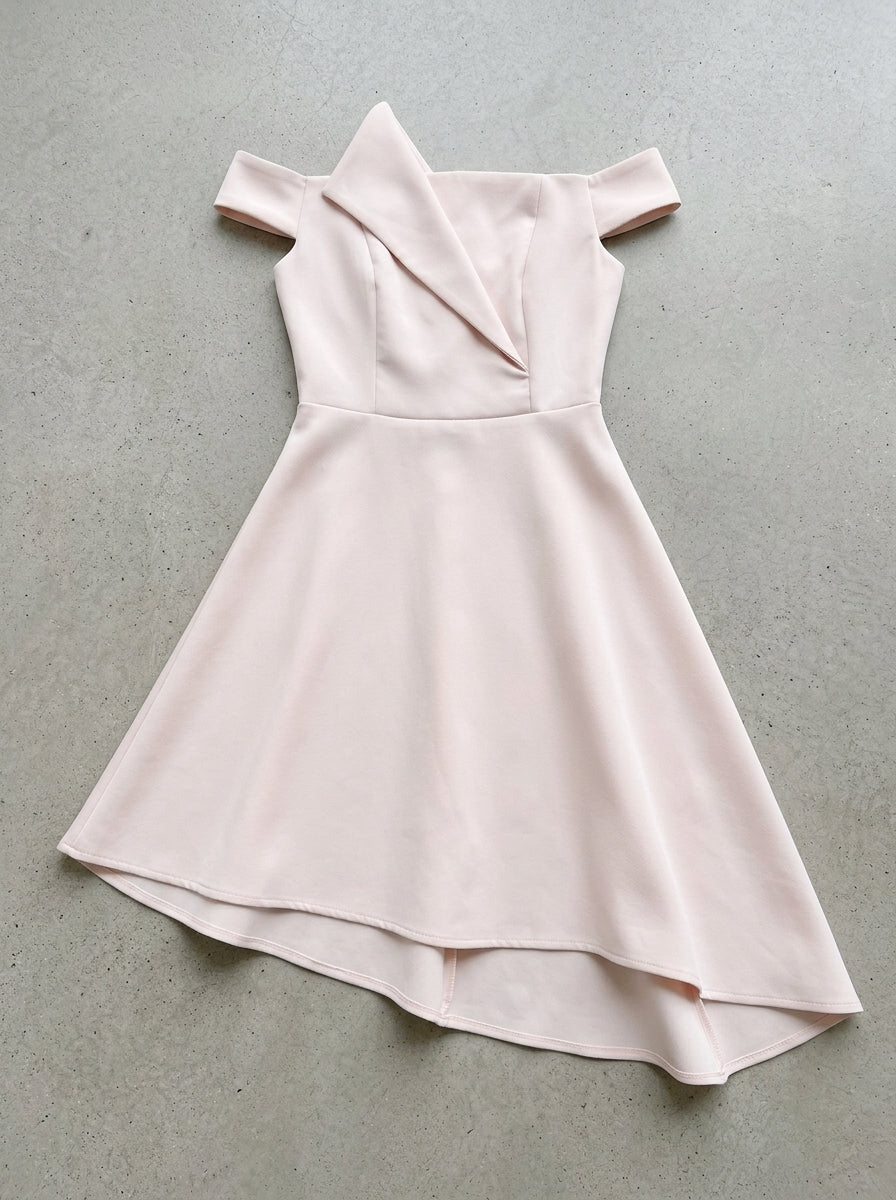 Charming in Asymmetry Off-Shoulder Dress | Pink