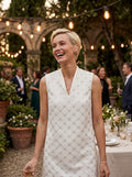 Sequins Trimmed Sleeveless Tweed Dress