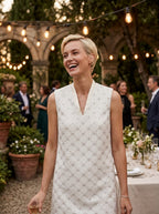 Sequins Trimmed Sleeveless Tweed Dress