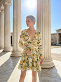 Charming Fragrance Floral Ruffle Dress | Deep V-Neck